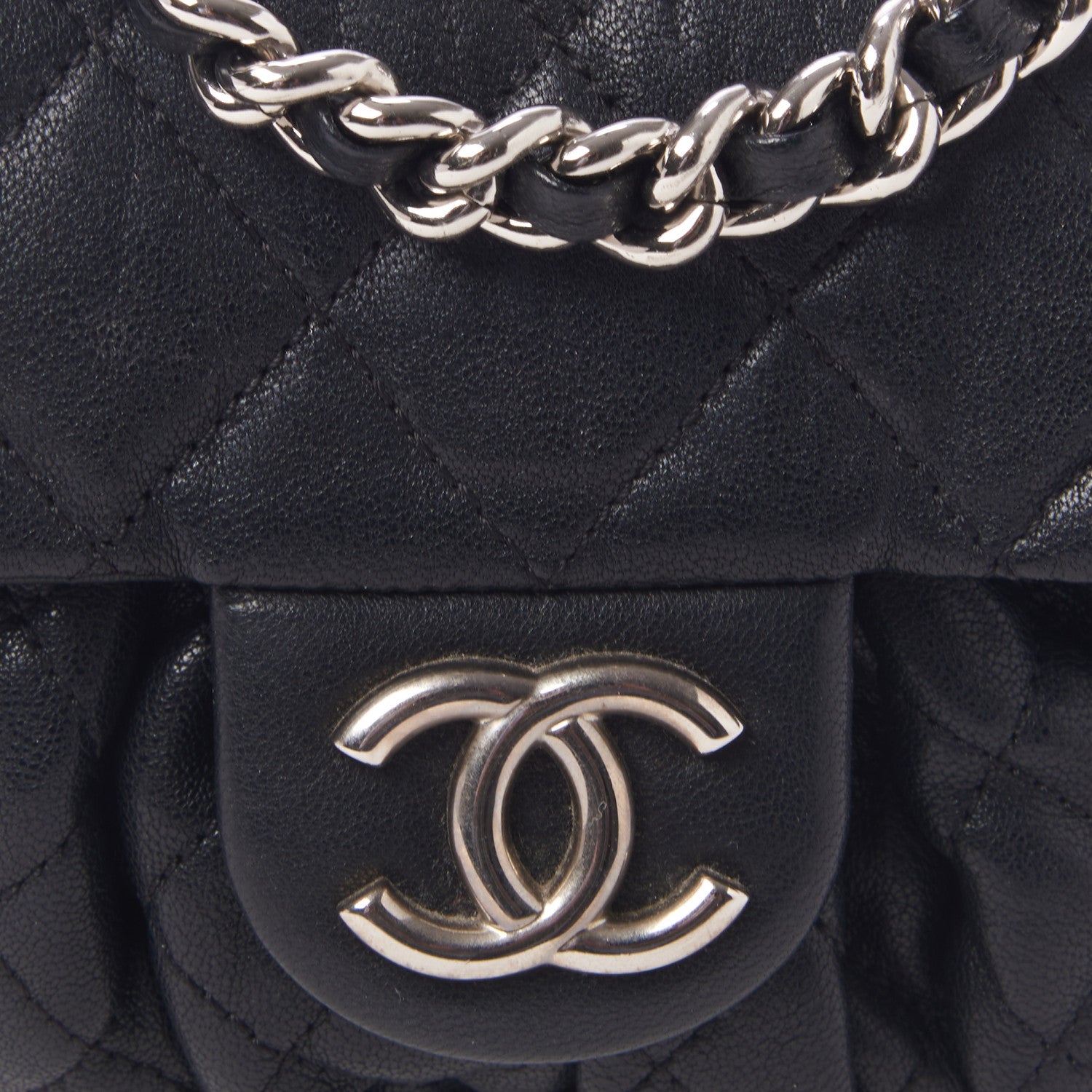 Chanel Washed Lambskin Quilted Mini Chain Around Messenger Black 8 of 13