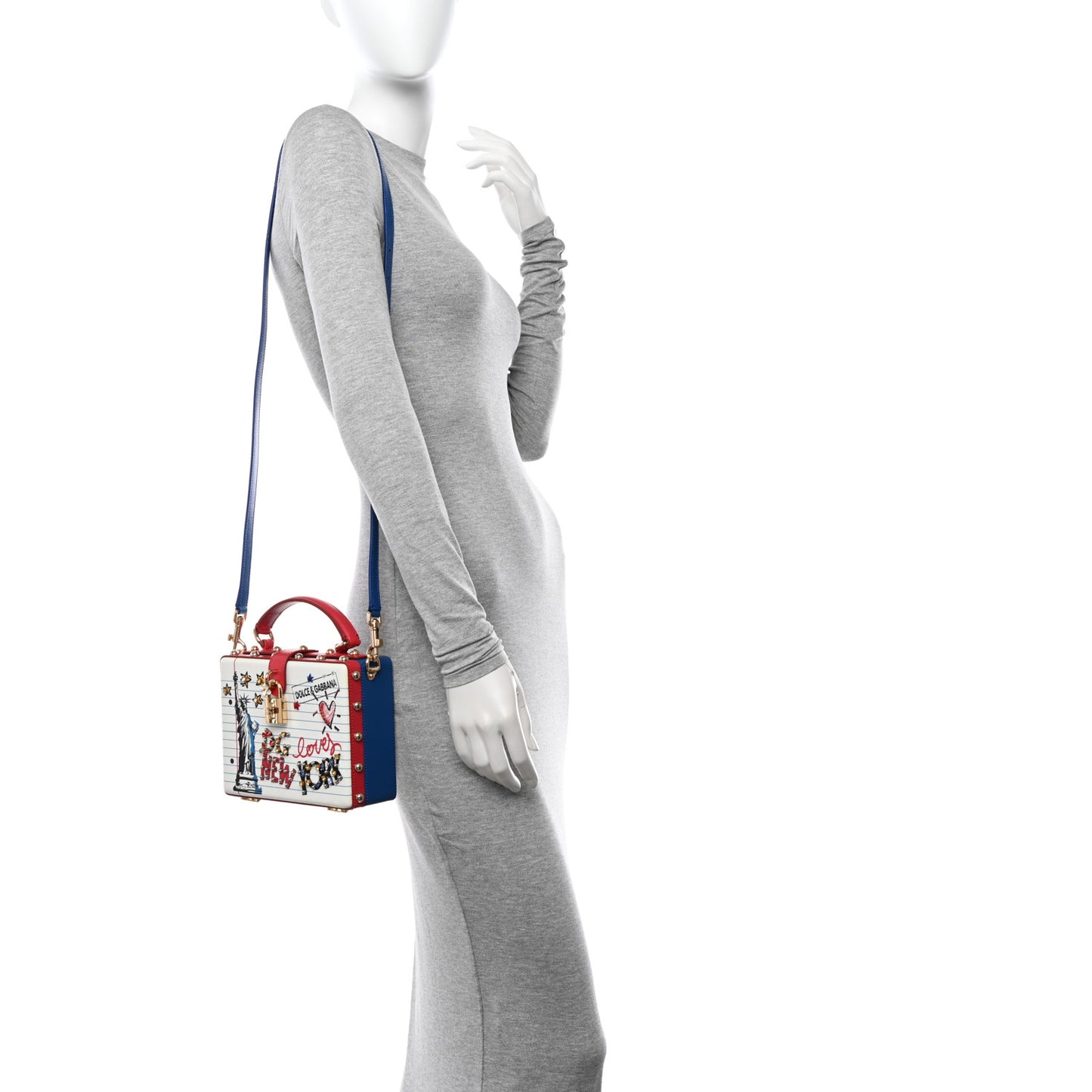 Dauphine Pearl Crystal DG Loves New York Box Bag White Blue Red