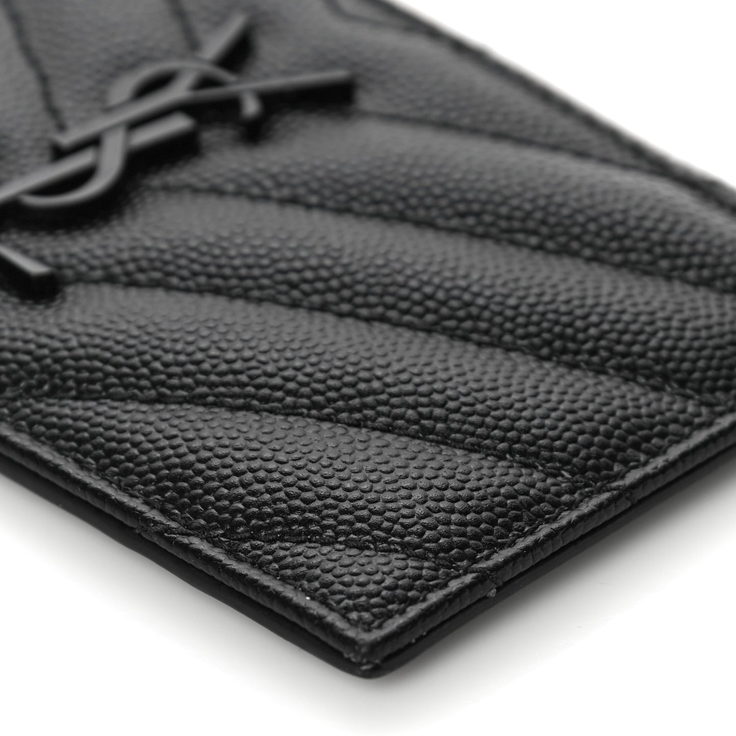 Grain De Poudre Matelasse Chevron Monogram Fragments Zippered Card Case Black
