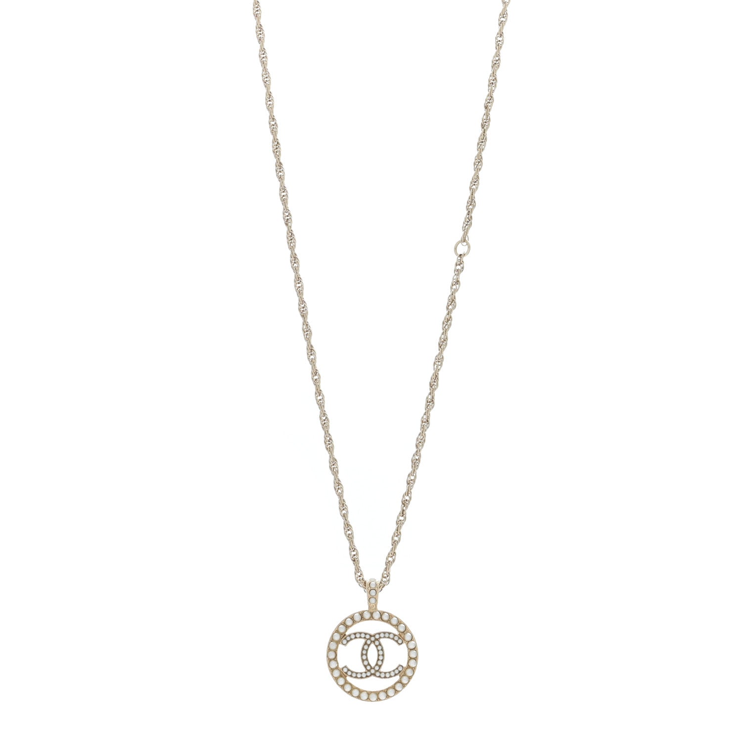Chanel Pearl CC Round Pendant Necklace Gold 1 of 4