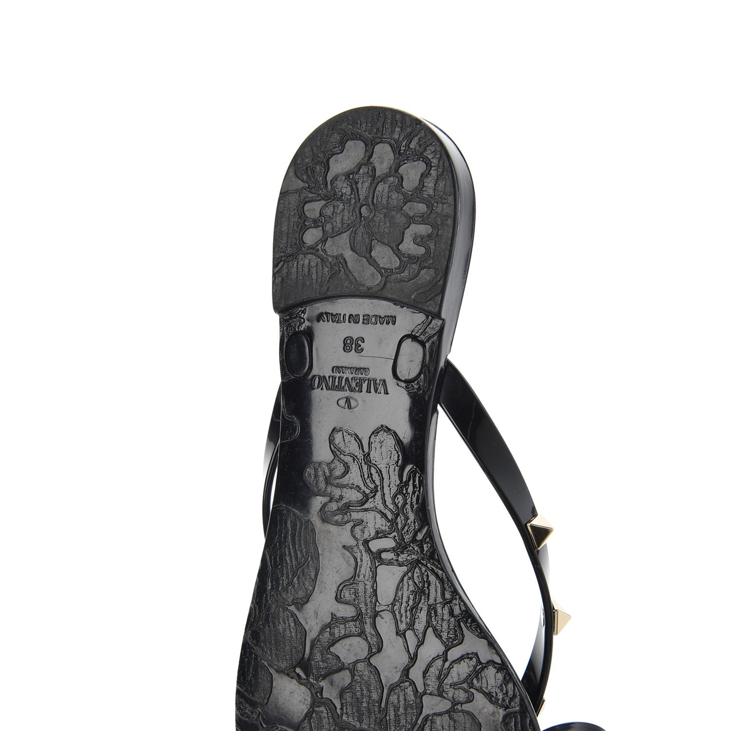 PVC Jelly Rockstud Bow Thong Sandals 38 Black