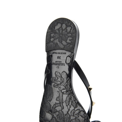 Valentino Garavani PVC Jelly Rockstud Bow Thong Sandals 38 Black 12 of 13