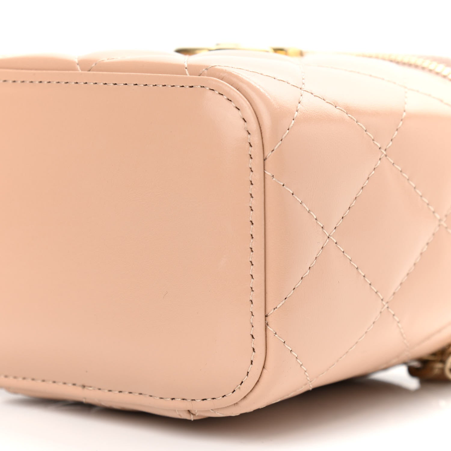 Chanel Calfskin Quilted Mini Perfect Fit Vanity Case With Chain Beige 10 of 11