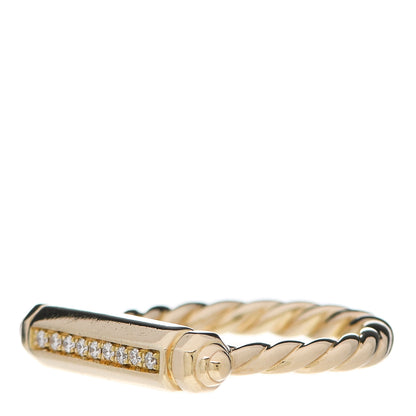 David Yurman 18K Yellow Gold Diamond Lexington Barrel Ring 53 6.5 3 of 6