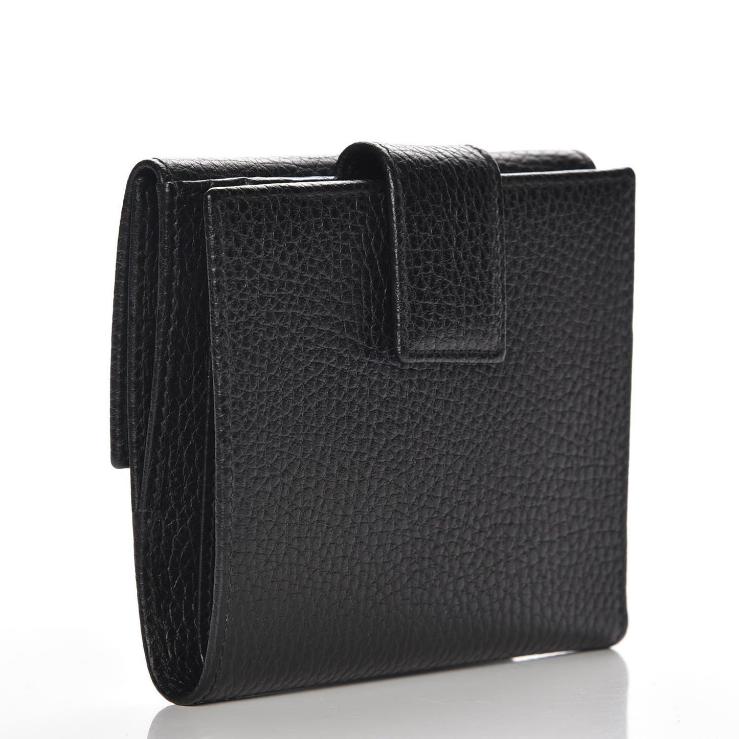 Dollar Calfskin Double G French Flap Wallet Black