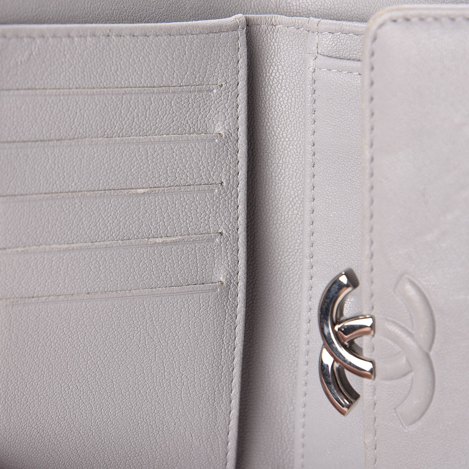 Chanel Lambskin Quilted CC Box Flap Wallet Grey 10 of 23