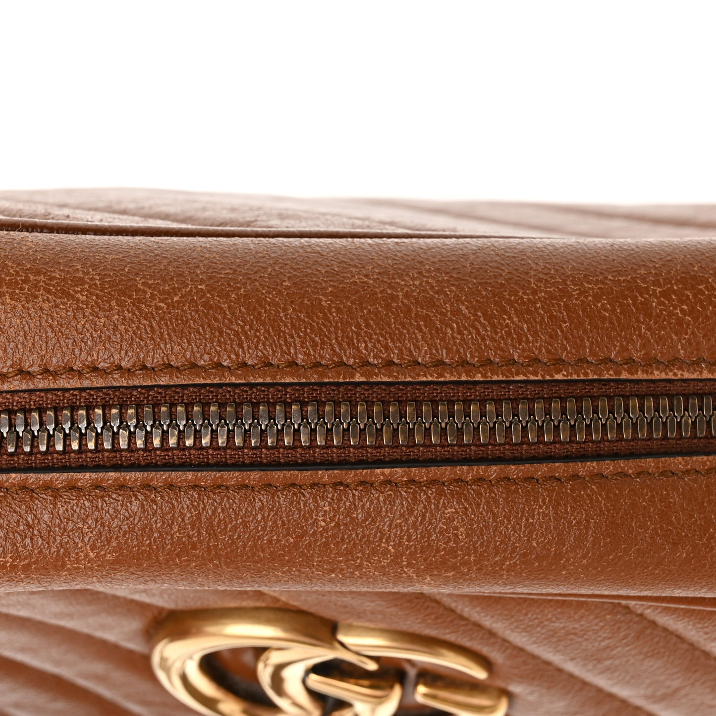 Glazed Calfskin Matelasse Diagonal Small GG Marmont Chain Shoulder Bag Cuir