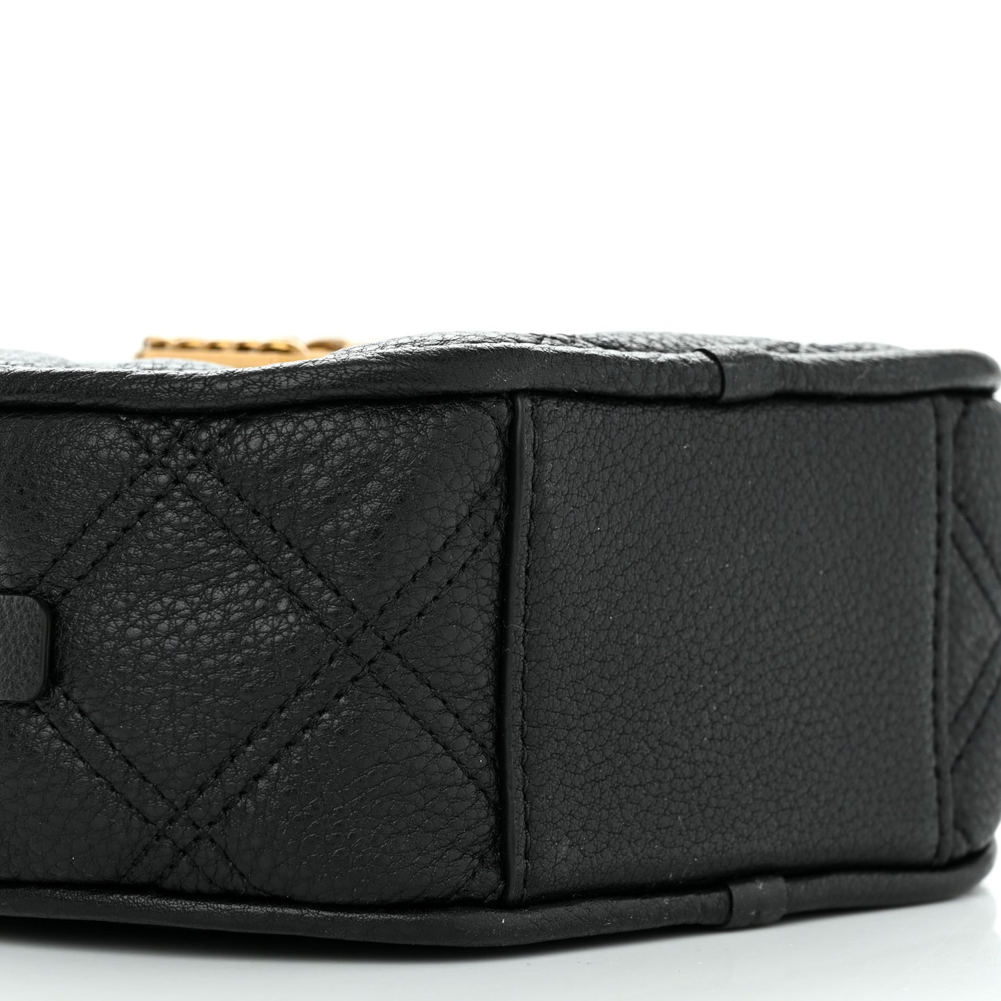 Grained Calfskin Quilted The Status Round Crossbody Black