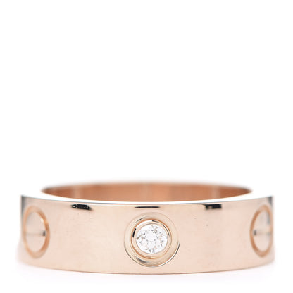 Cartier 18K Pink Gold 3 Diamond 5.5mm LOVE Ring 54 6.75 1 of 5
