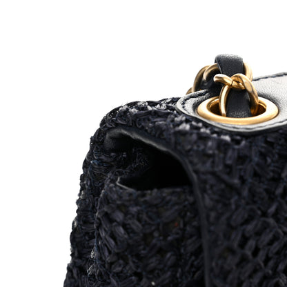 Chanel Raffia Crochet Medium Single Flap Bag Blue 13 of 14