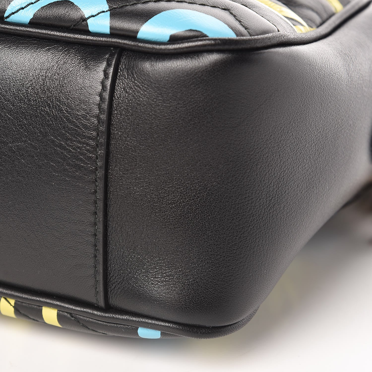 Gucci Calfskin Matelasse GucciGhost Medium GG Marmont Chain Shoulder Bag Black New Acquamarine 19 of 22