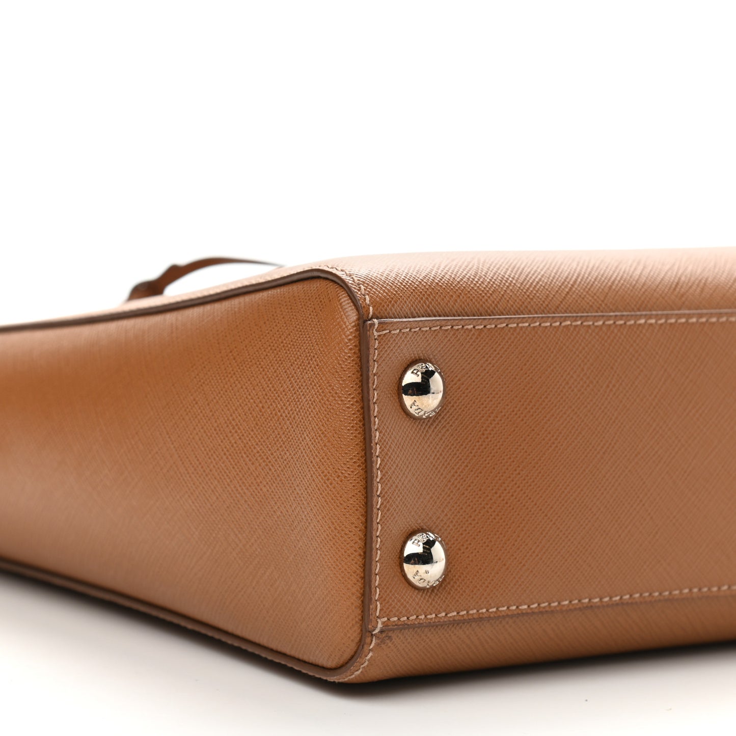 Saffiano Lux Double Handle Shopping Tote Caramel