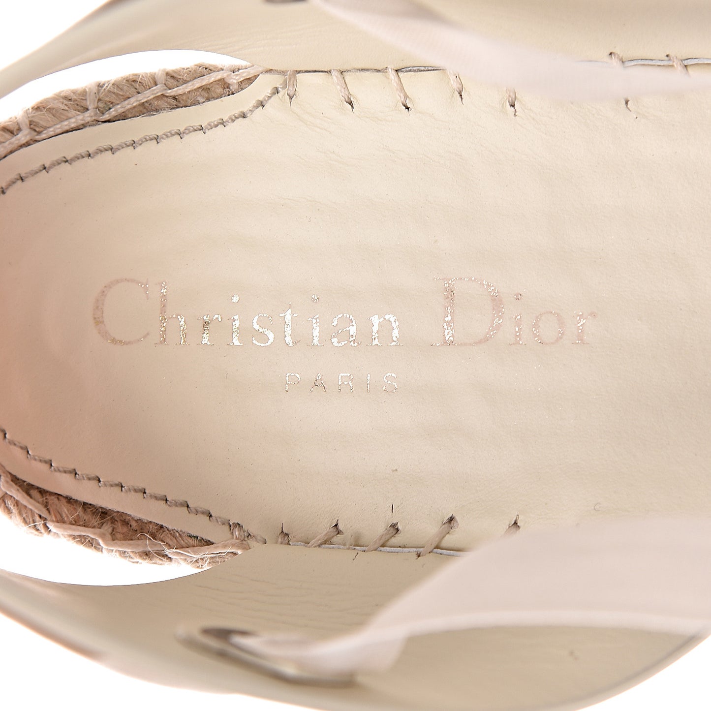 Calfskin Nicely-D Ankle Tie Espadrilles Flats 41.5 Off White
