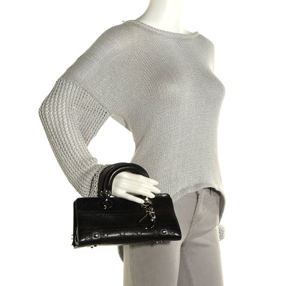 Christian Dior Calfskin Cannage Stitched Small East West Lady Dior Black 2 of 9