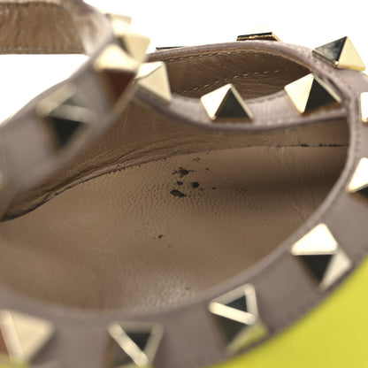 Valentino Garavani Patent Nappa Rockstud Ankle Strap 100mm Pumps 37.5 Yellow Fluo Poudre 9 of 9