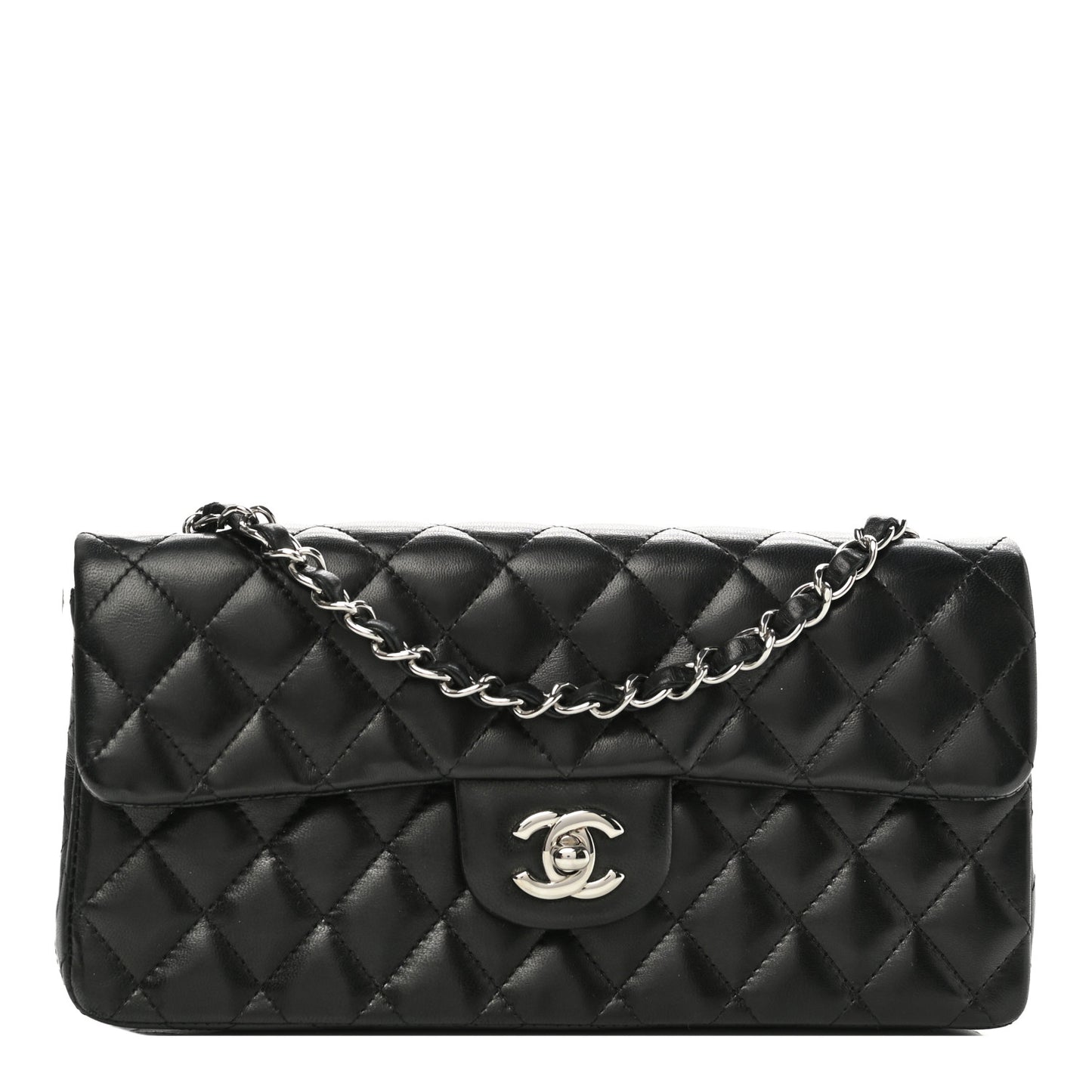 Lambskin Quilted East West Flap Black
