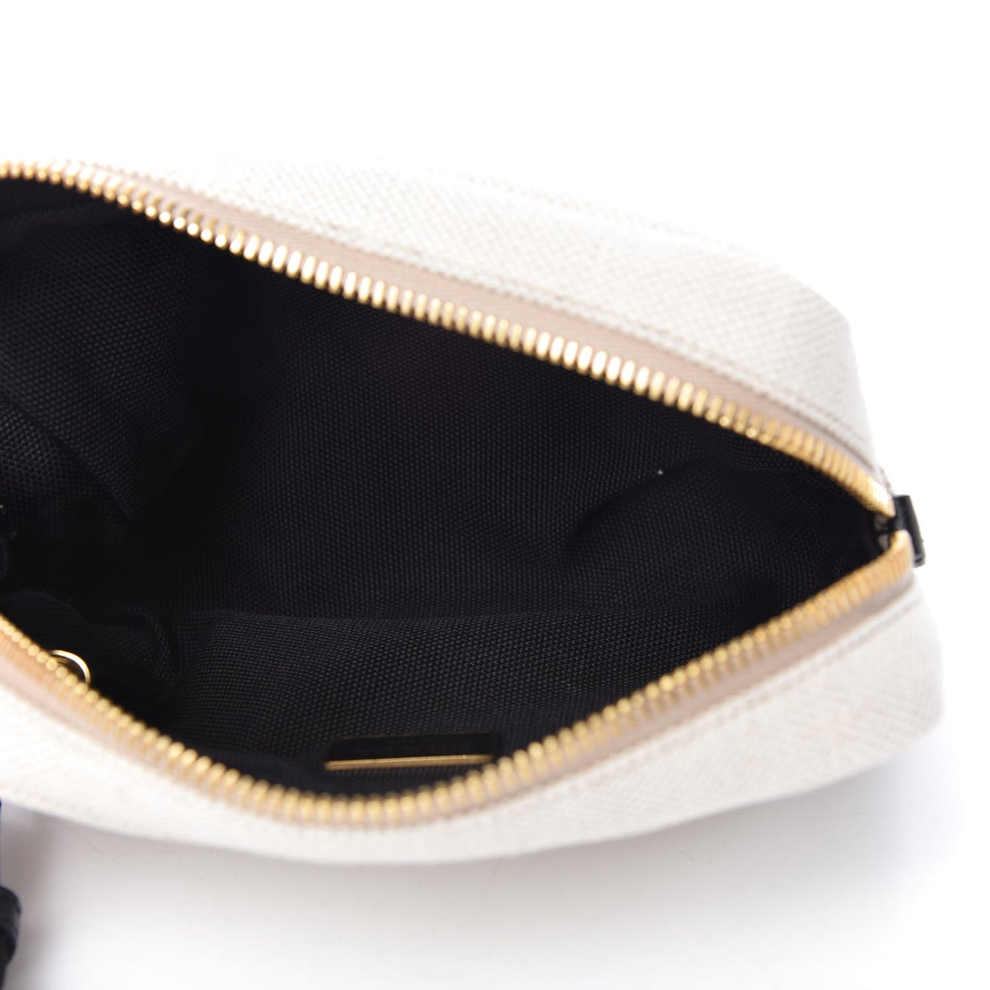 Canvas Saffiano Necessaire Wristlet Pouch Naturale Black