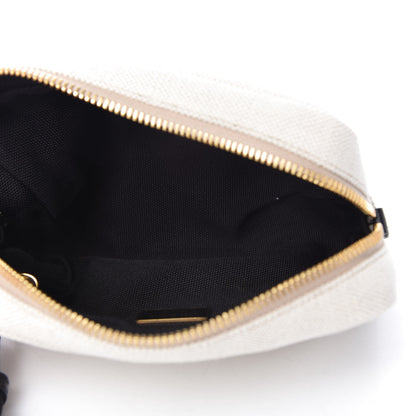 Prada Canvas Saffiano Necessaire Wristlet Pouch Naturale Black 5 of 10