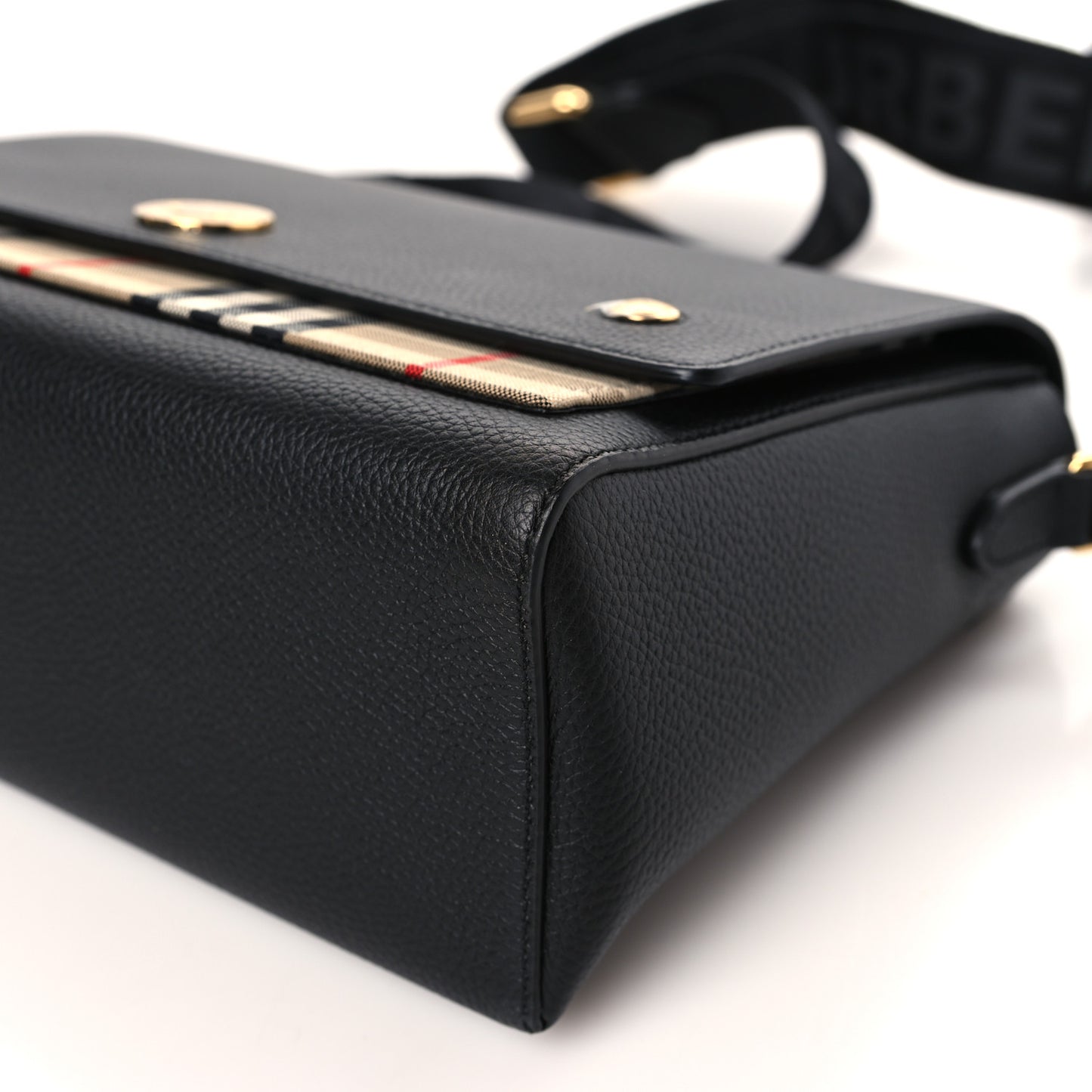 Grainy Calfskin Vintage Check Note Crossbody Bag Black