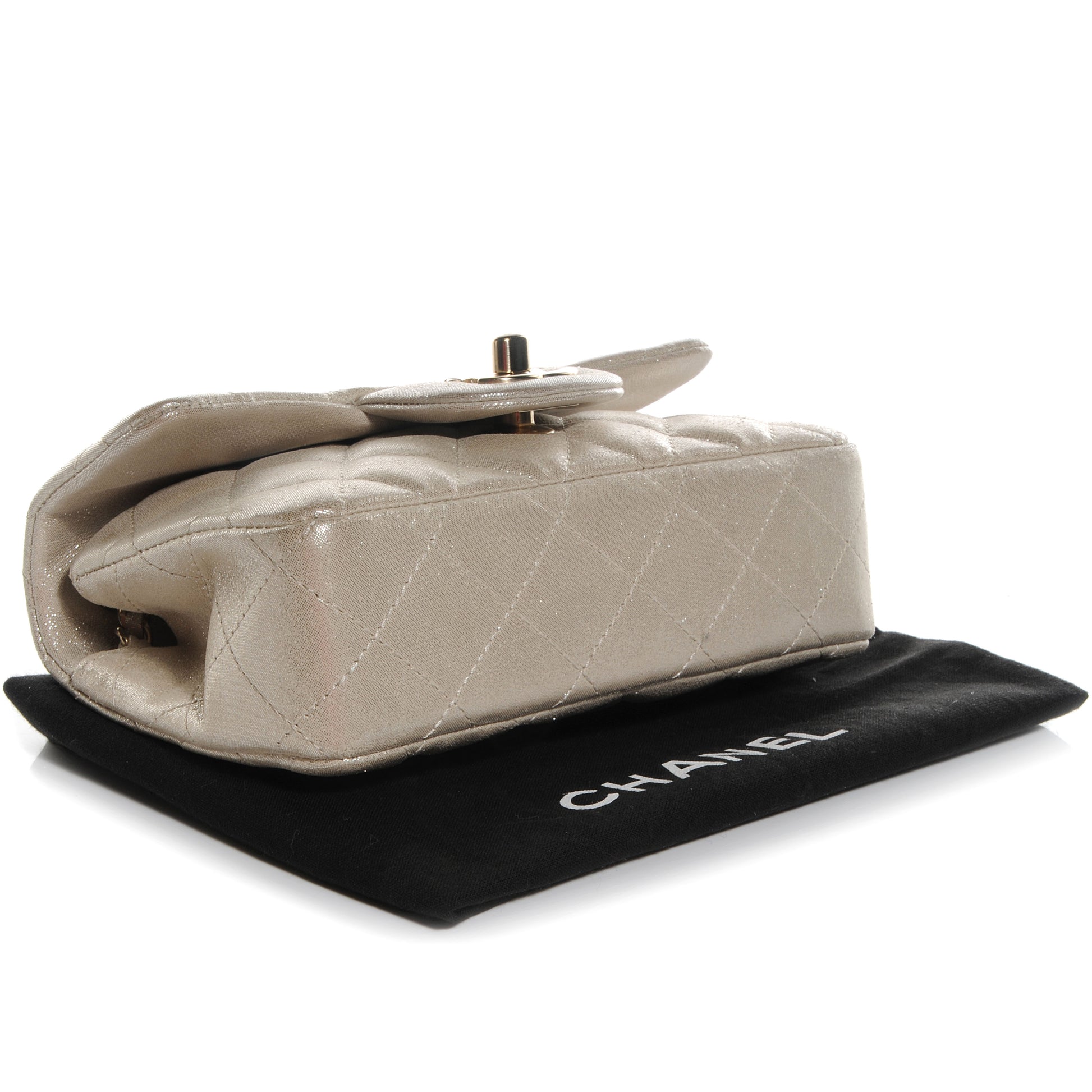 Chanel Iridescent Calfskin Crystal Dice Charm Mini Flap Metallic Gold 4 of 9