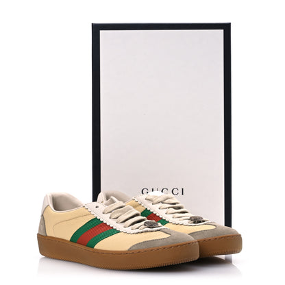 Gucci Calfskin Suede Web Womens G74 Sneakers 35.5 Oatmeal Burro New Mystic White 13 of 13