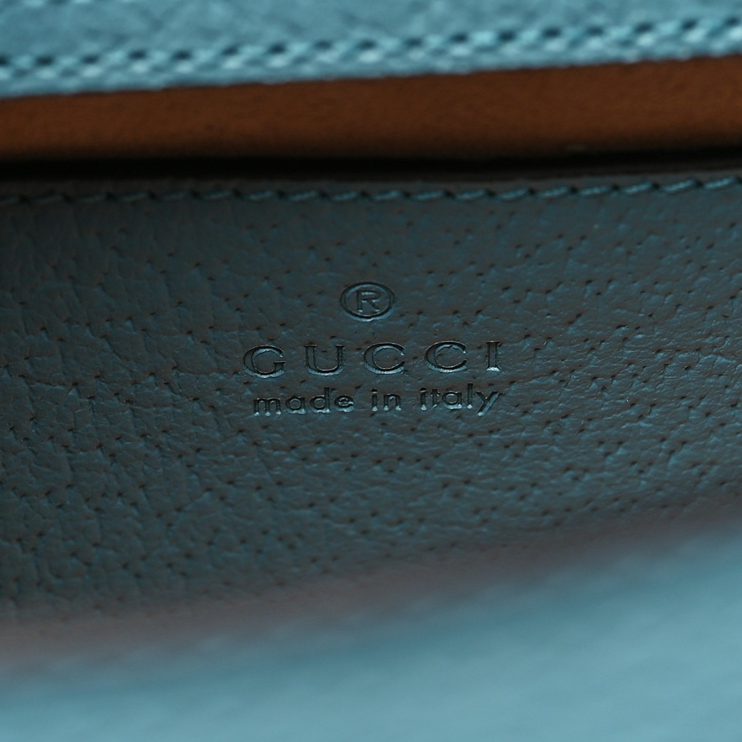 Textured Dollar Calfskin Web Mini Diana Tote Bag Dusty Azure Deep Orange