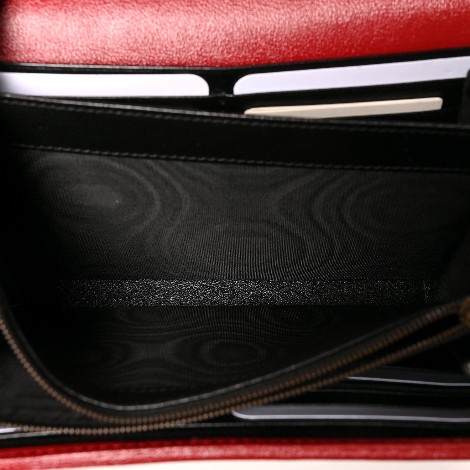 Gucci Vintage Effect Calfskin Matelasse Diagonal Torchon GG Marmont Chain Wallet Black Romantic Cherry 6 of 11