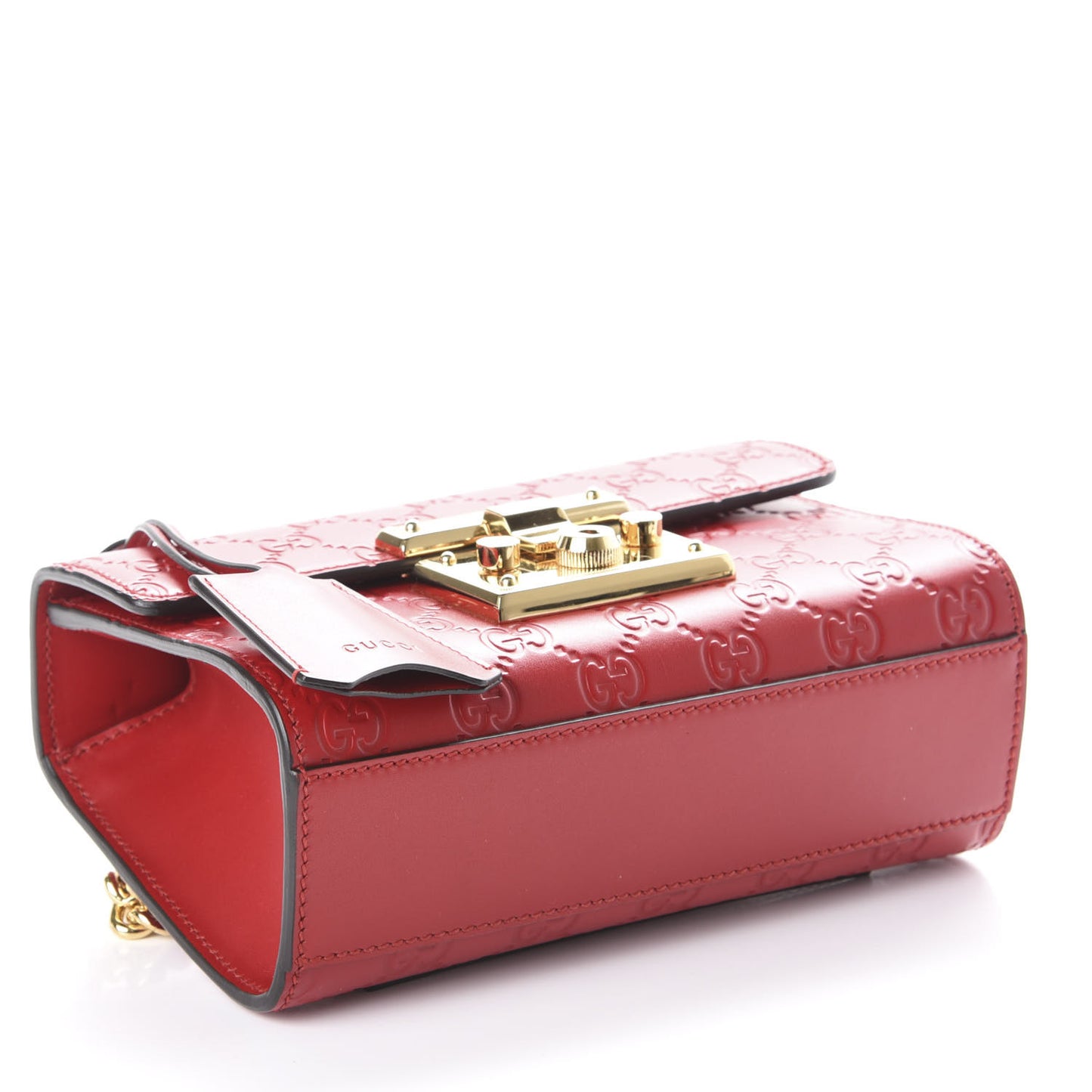 Guccissima Small Padlock Shoulder Bag Hibiscus Red
