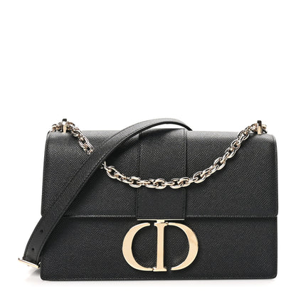 Christian Dior Grained Calfskin Embossed 30 Montaigne Chain Flap Bag Black 1 of 10