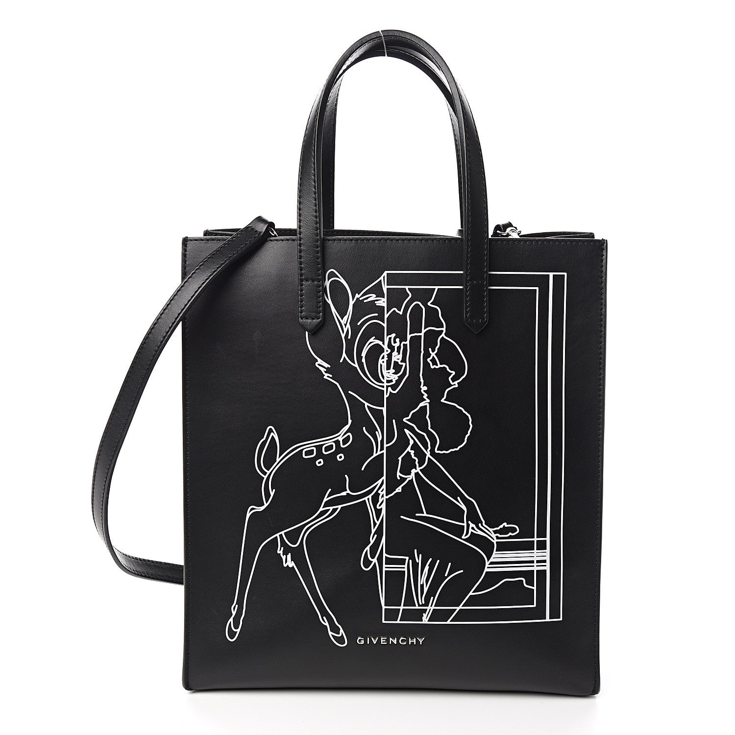 Givenchy Calfskin Bambi Print Small Stargate Shopper Tote Black 2 of 11