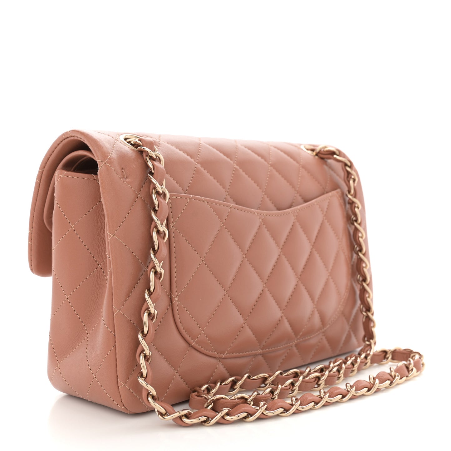 Lambskin Quilted Small Double Flap Brown