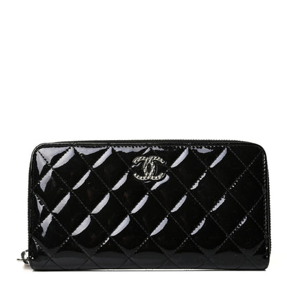 Chanel Patent Quilted Brilliant Zip Around Wallet Black 1 of 6