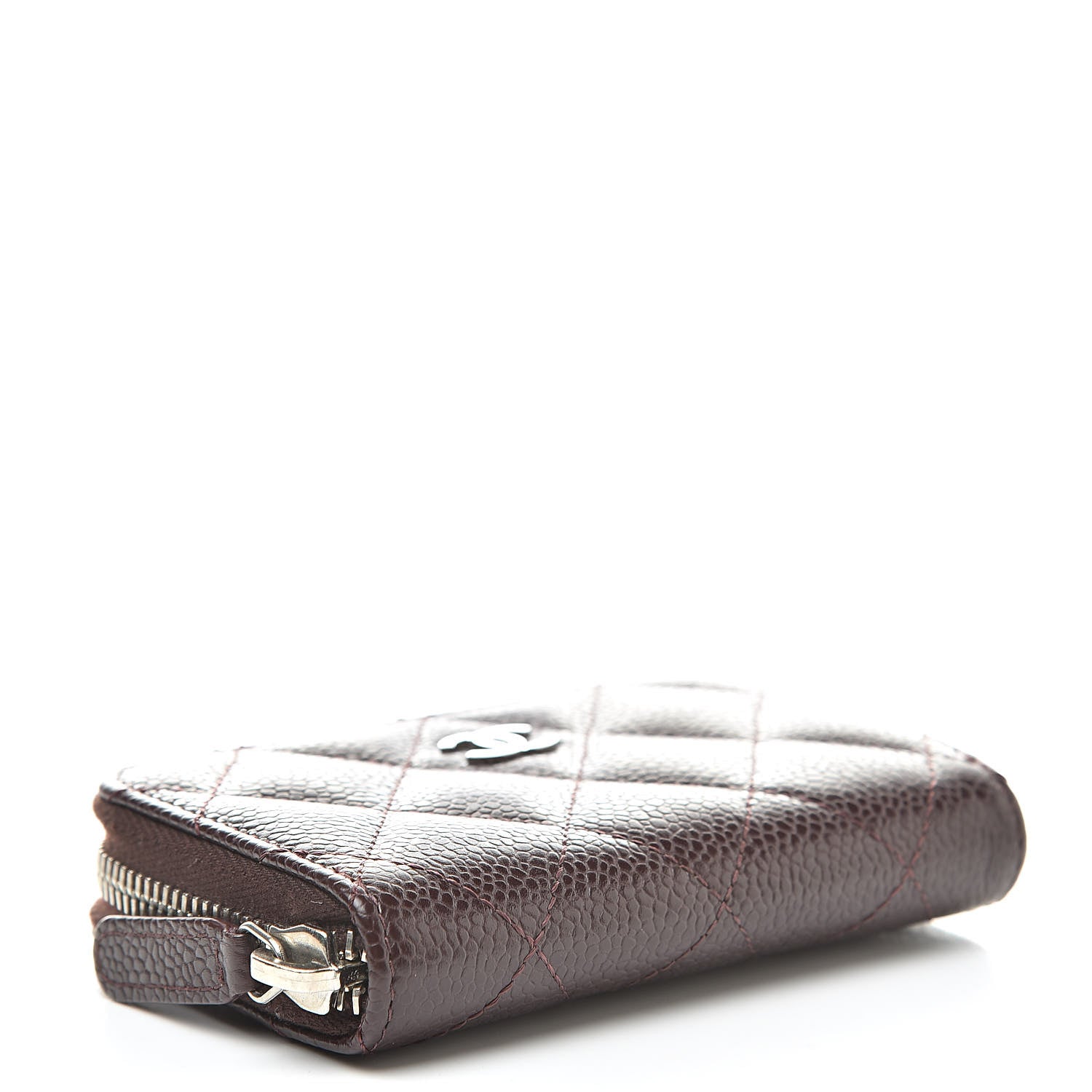 Chanel Caviar Quilted Zip Coin Purse Burgundy 4 of 8