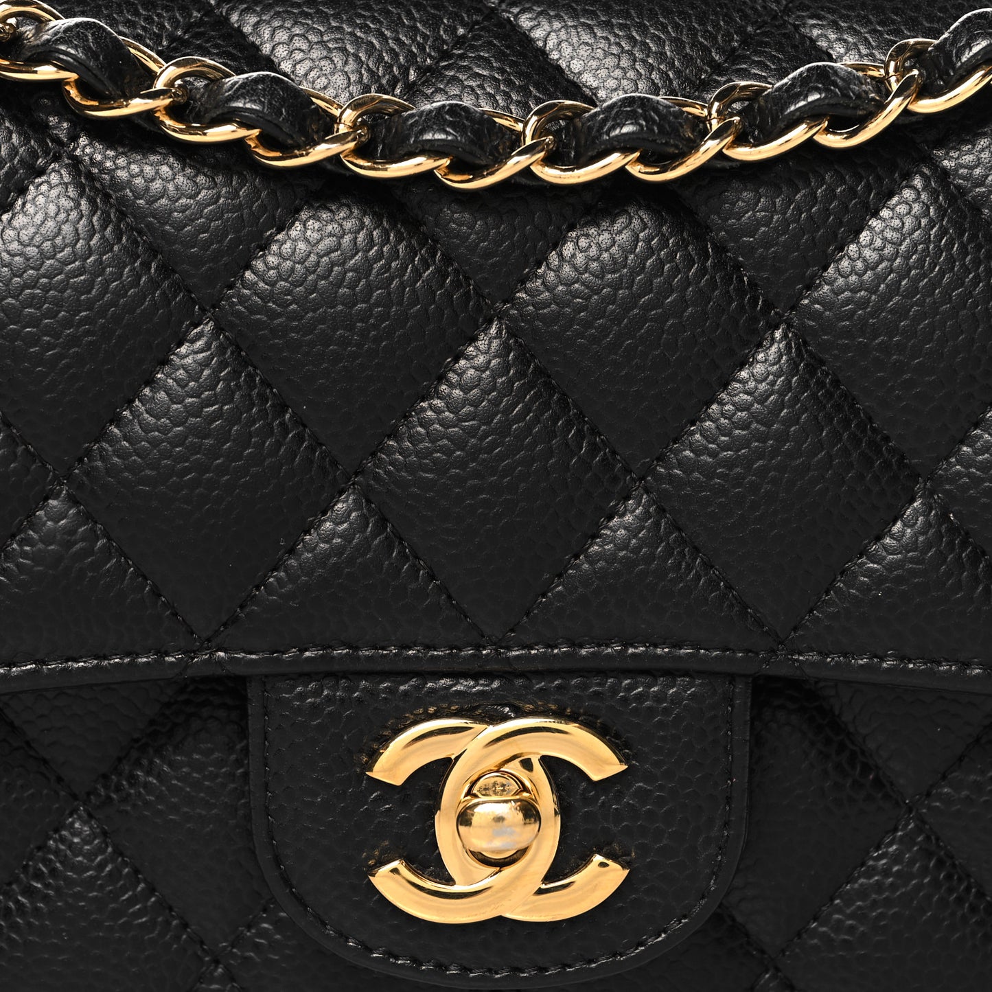 Caviar Quilted Small Double Flap Black