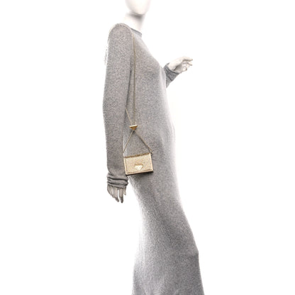 Prada Satin Crystal Metal Triangle Logo Card Holder With Strap Platino 2 of 14