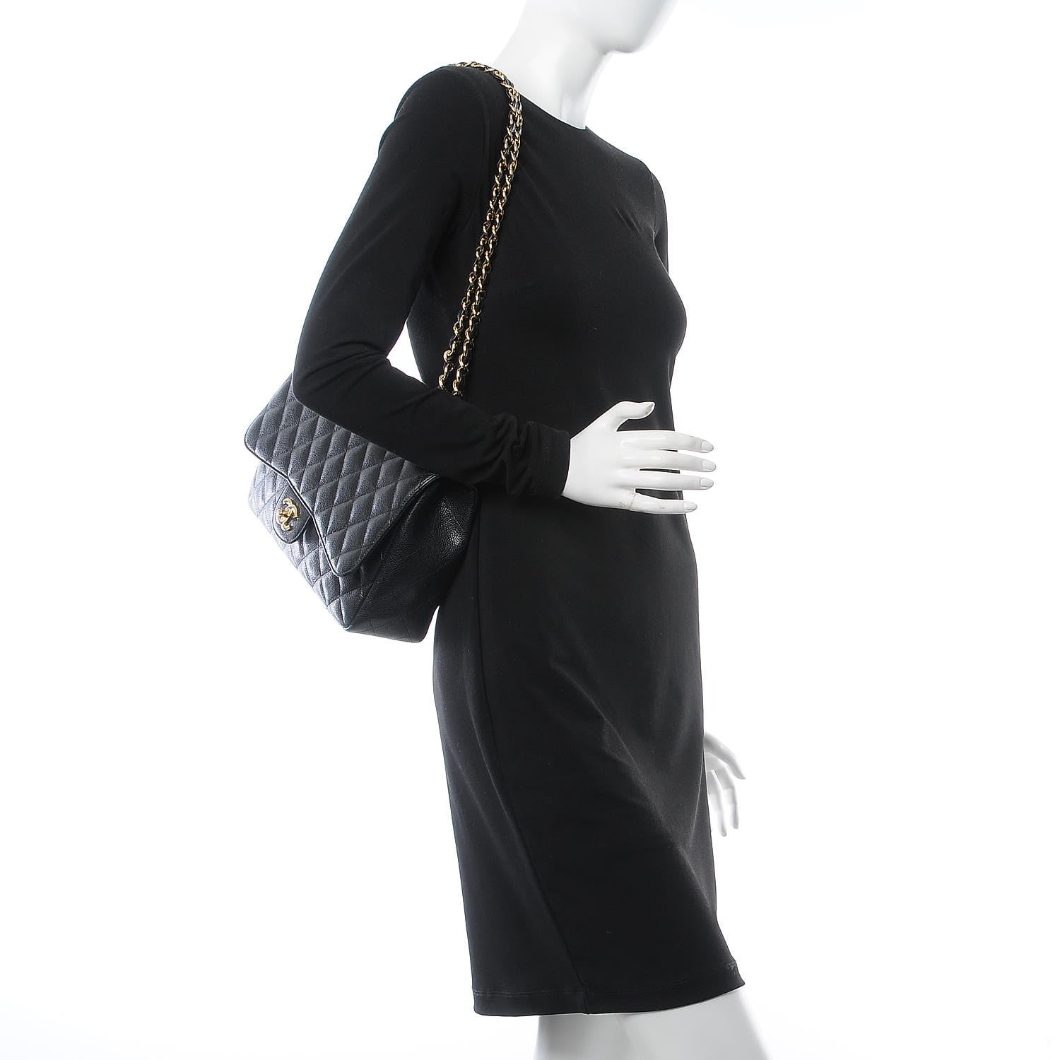 Chanel Caviar Quilted Jumbo Single Flap Black 3 of 9