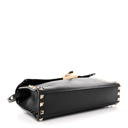 Valentino Garavani Pebbled Calfskin Medium Rockstud Flip Lock Crossbody Bag Black 4 of 12