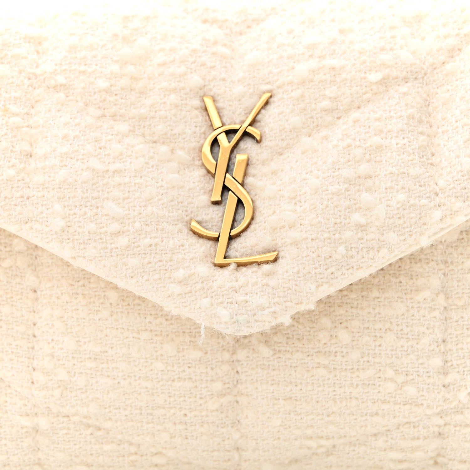 Saint Laurent Boucle Tweed Quilted Toy Loulou Puffer Monogram Chain Satchel Crema Soft 8 of 11
