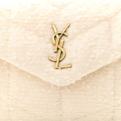 Saint Laurent Boucle Tweed Quilted Toy Loulou Puffer Monogram Chain Satchel Crema Soft 8 of 11