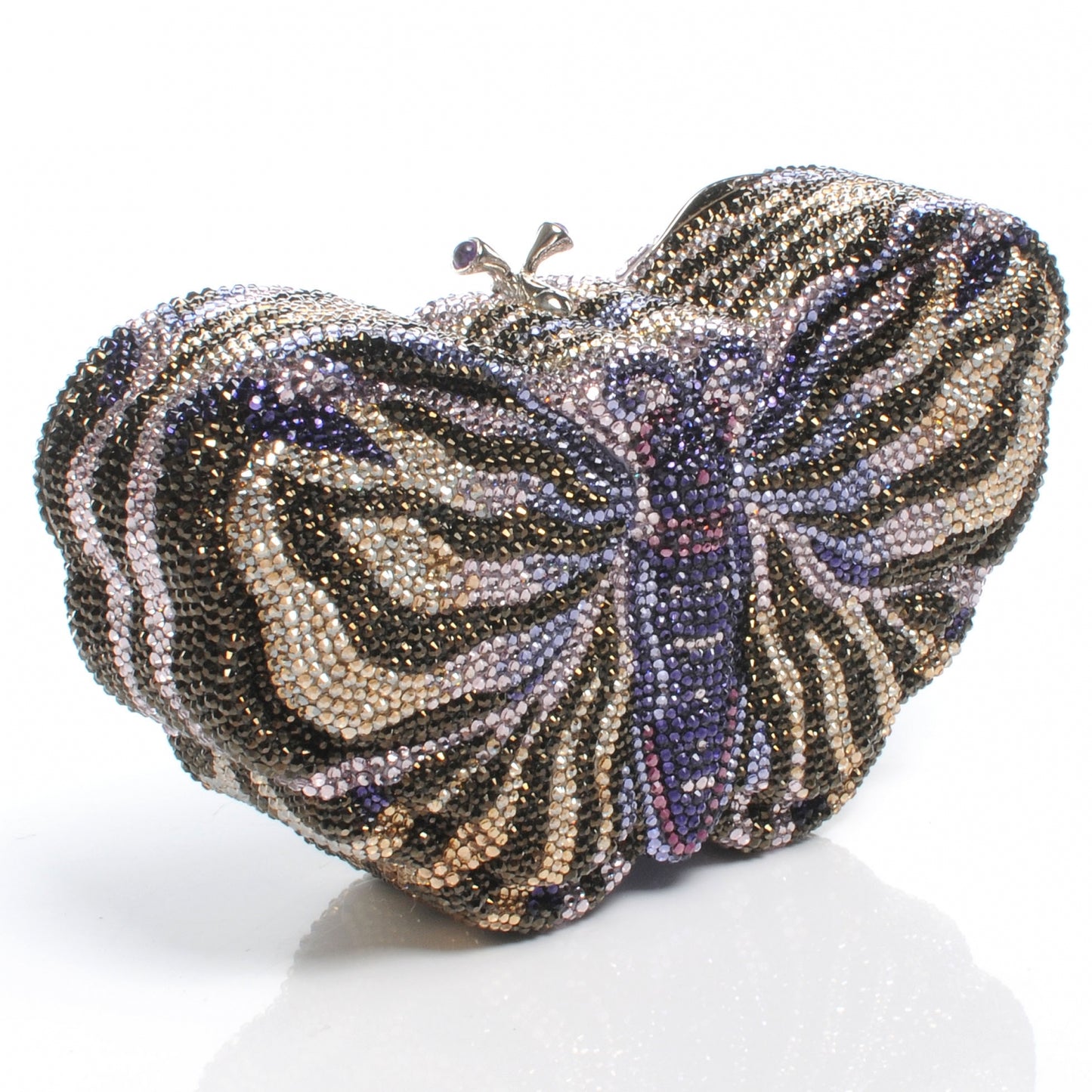 Austrian Crystal Butterfly Minaudiere Clutch Silver
