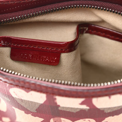 Burberry Nova Check Heart Crossbody Clutch Bag Berry Red 7 of 11