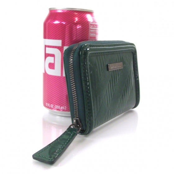 Patent Check Embossed Zip Wallet Veridian Green