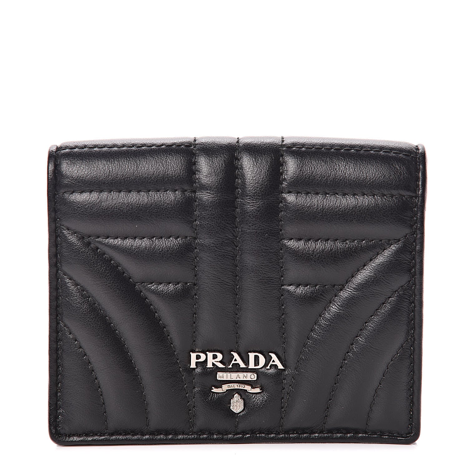 Prada Soft Calfskin Impunture Diagramme Wallet Black 1 of 7