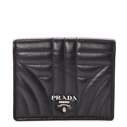 Prada Soft Calfskin Impunture Diagramme Wallet Black 1 of 7