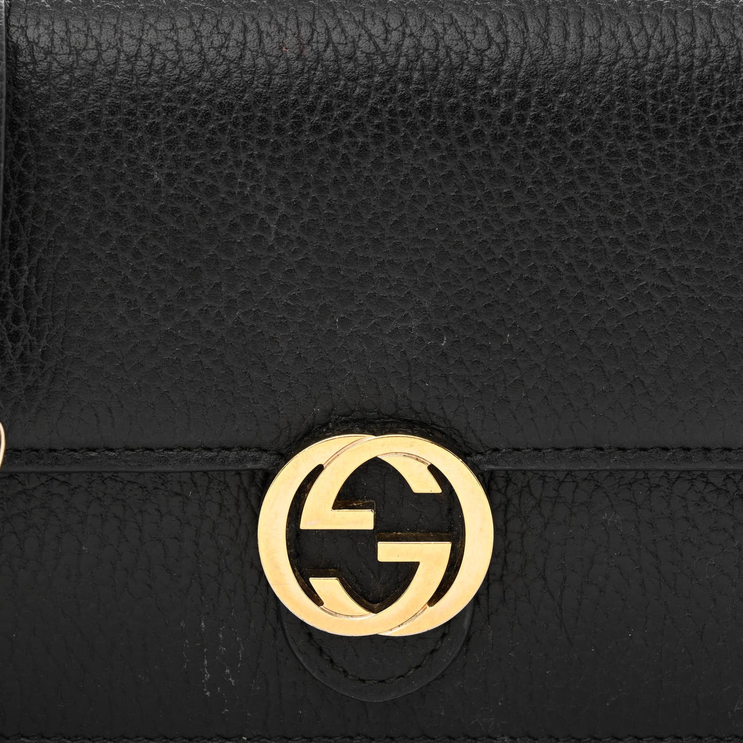Dollar Calfskin Interlocking G Chain Wallet Black