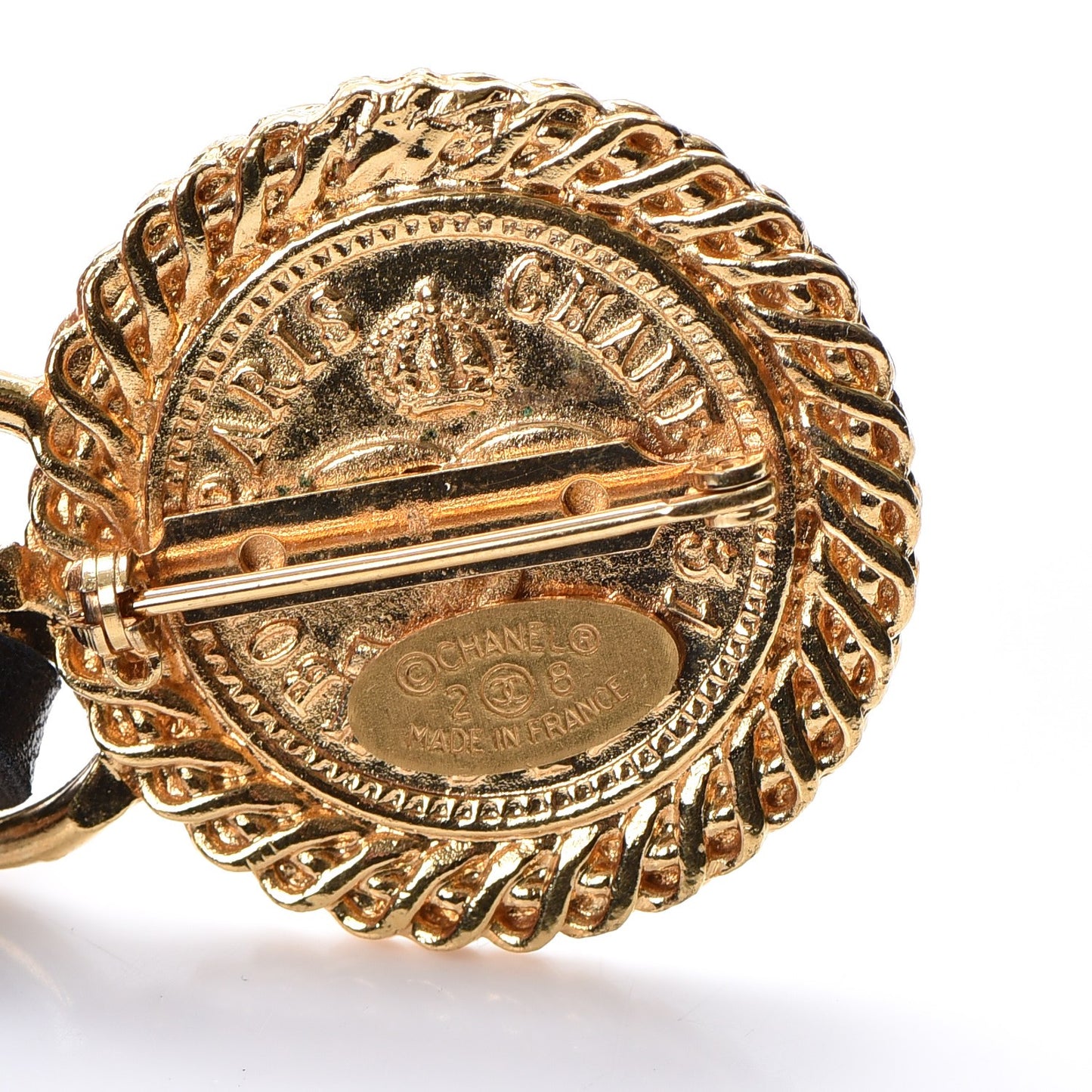 Lambskin Multi Strand Medallion Brooch Gold