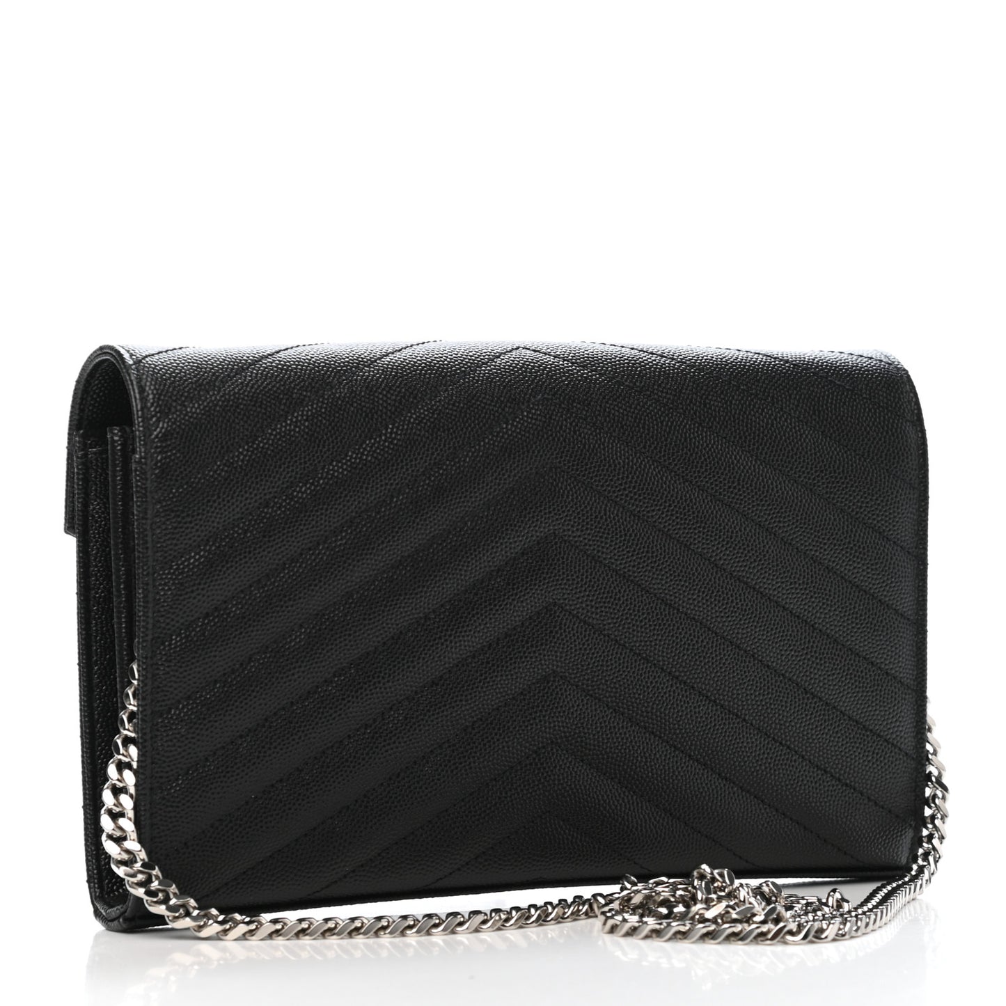 Grain De Poudre Matelasse Chevron Monogram Chain Wallet Black