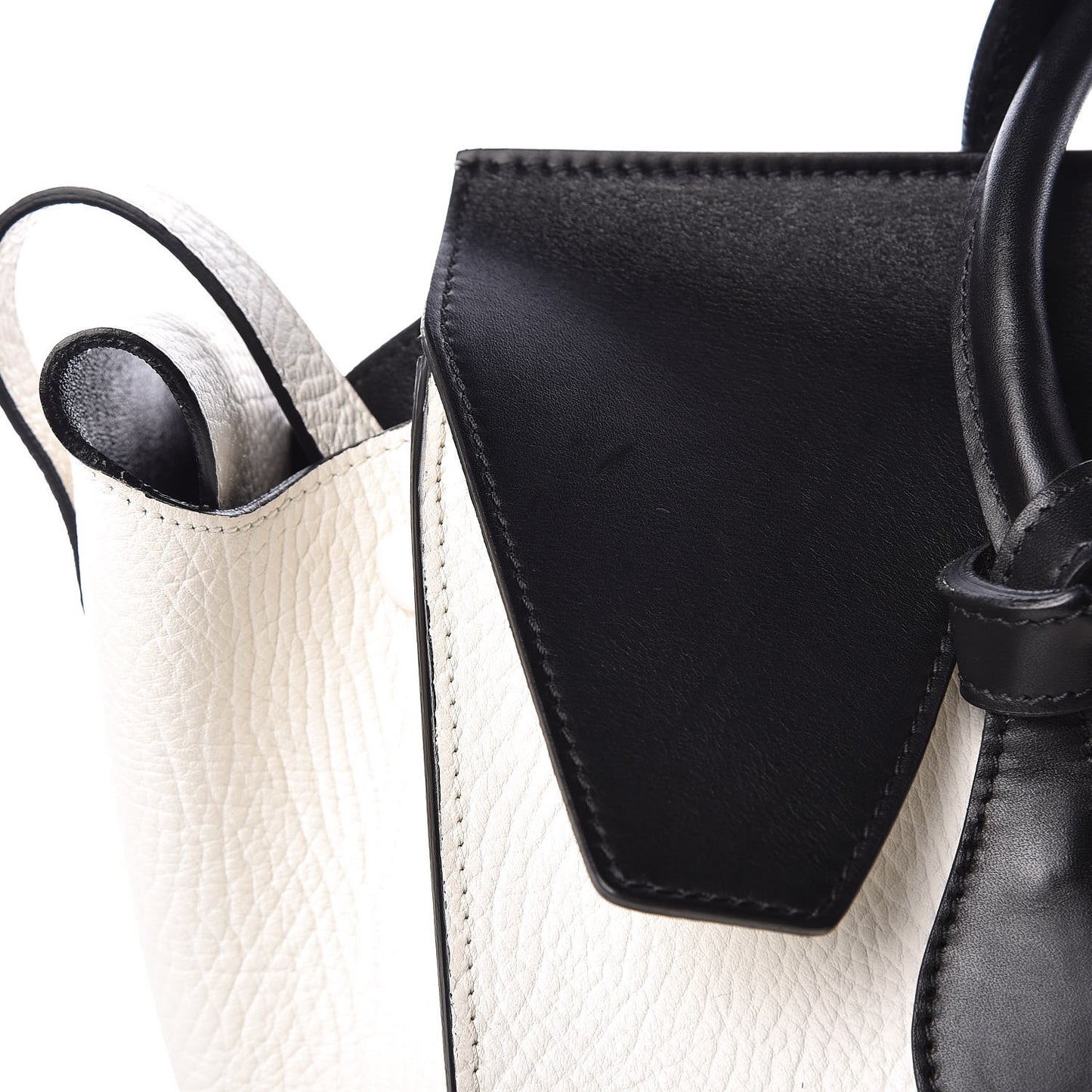 Elephant Calfskin Mini Bi-Color Tie Knot Tote White Black