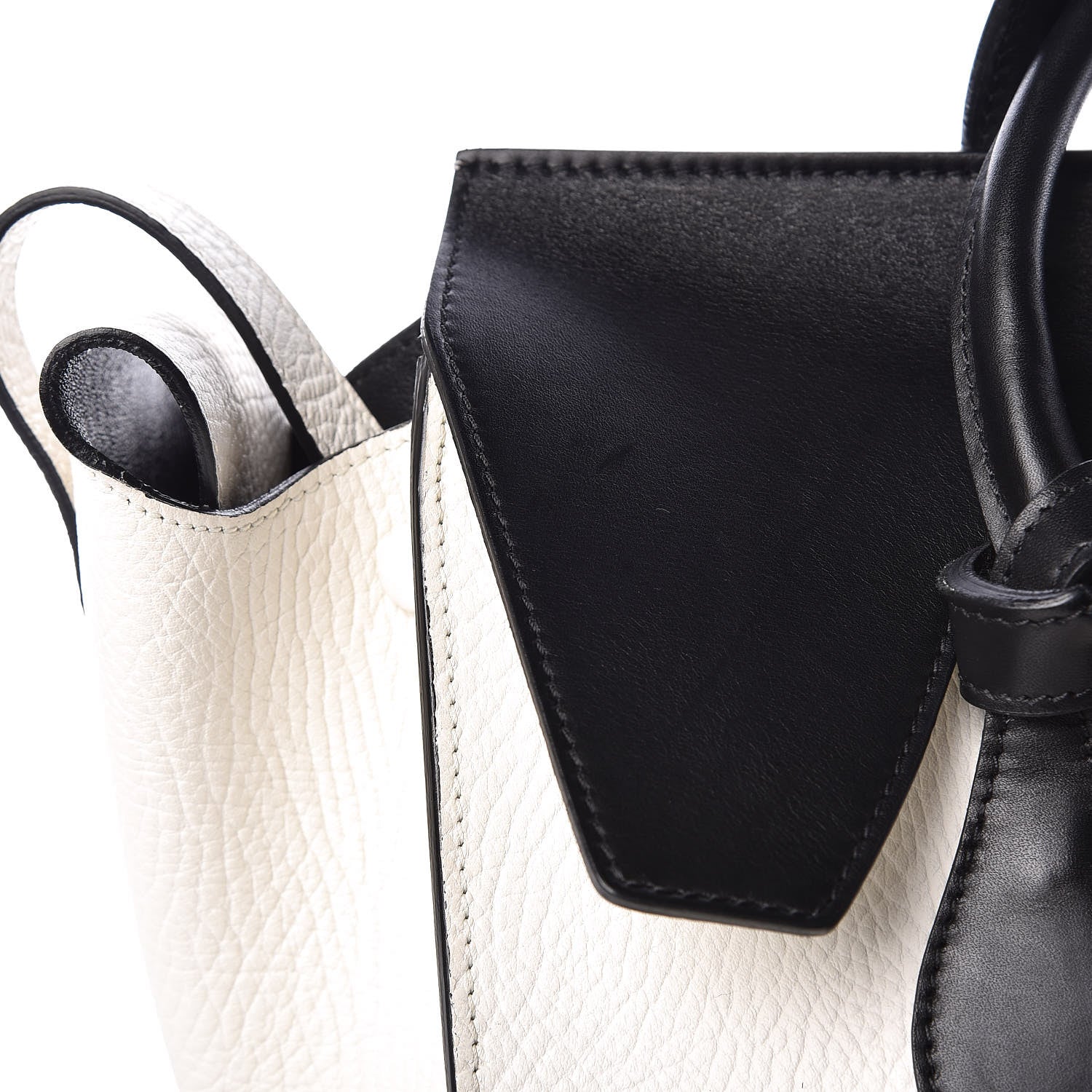 Celine Elephant Calfskin Mini Bi-Color Tie Knot Tote White Black 16 of 16