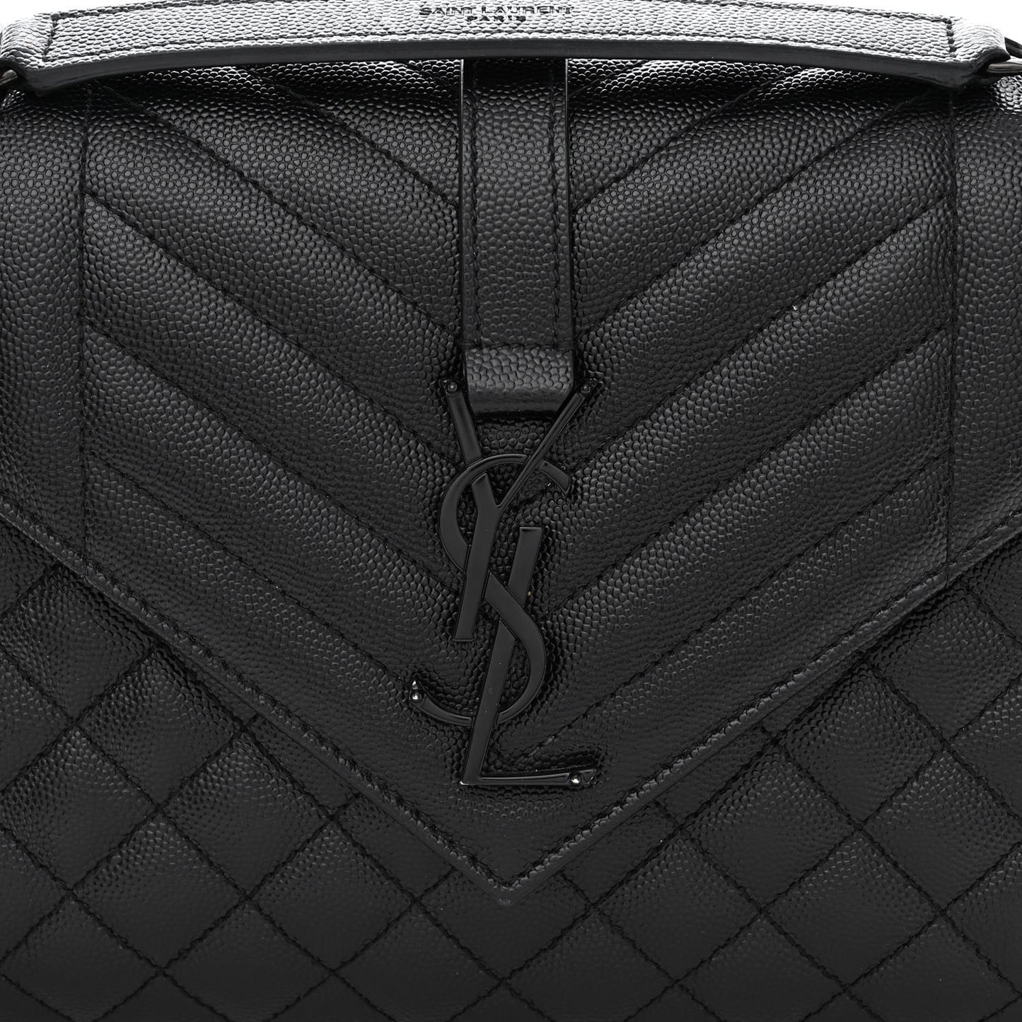 Grain De Poudre Textured Mixed Matelasse Triquilt Medium Monogram Monochrome Satchel Black